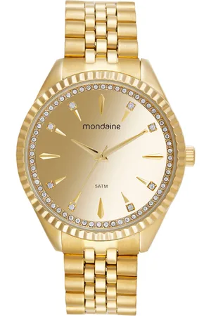 Mondaine Relógio Feminino Cristais Mostrador Metálico