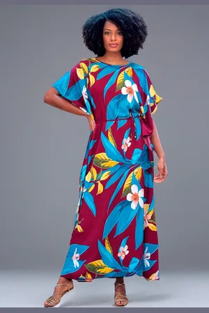 Amazonia Vital Vestido Kaftan Viscose Longo Estampa Floral Outono