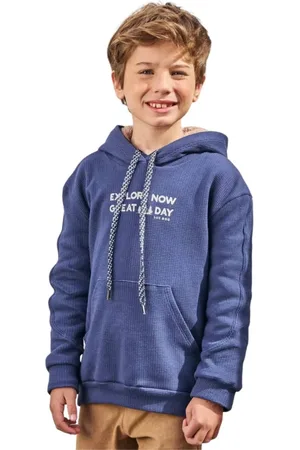 Luc.Boo Infantil - Blusão em Malha Waffle 79374 LucBoo Menino Marinho