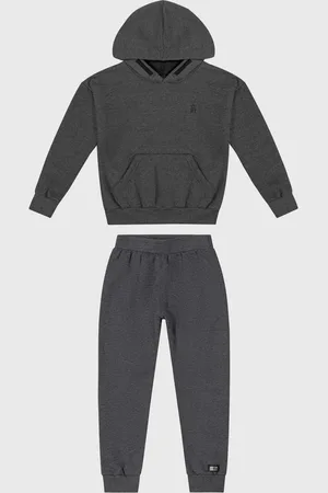 Colorittá Infantil - Conjunto 2pçs Manga Longa Blusa De Moletom E Calça Grafite