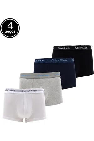 Calvin Klein Kit 4pçs Cueca Boxer Lettering /Preto/Cinza