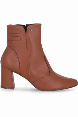 Piccadilly Bota Luiza Cano Curto Salto Alto Conhaque