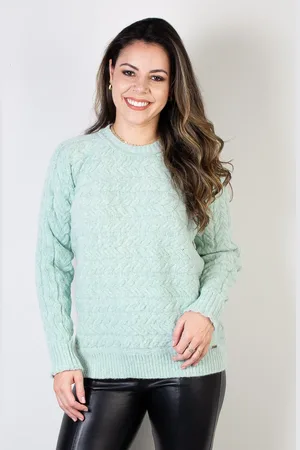 Enluaze Blusa Domizia de malha lã feminina 61565 - Verde Água