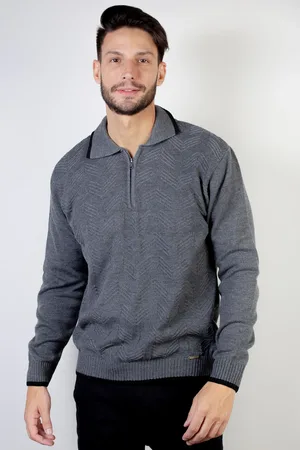 Enluaze Blusão Masculino De Malha Gola Polo e Zíper 50601