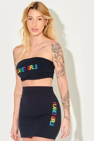 Planet Girls Top Faixa Malha Logo Bordado Color