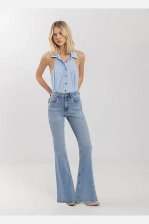 LEZ A LEZ Calça Jeans Flare Com Cintura Alta E Passantes No Cós