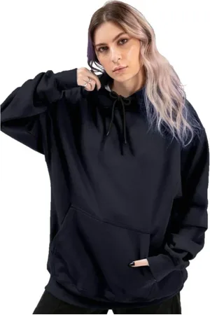 Relaxado Moletom Feminino Canguru Liso Confortável
