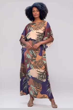 Amazonia Vital Vestido Kaftan Viscose Longo Estampa Outono