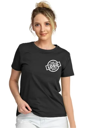 Relaxado Camiseta Feminina Babylook de Algodão Gola Redonda Estilo Casual Confortavel Personalizada