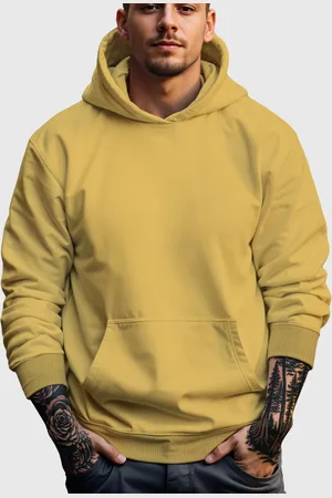 Benellys Moletom Canguru Masculino Flanelado Com Capuz Amarelo Claro