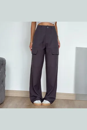 Revanche Calça Alfaiataria Wide Bolsos Cargo Feminina Tagaste