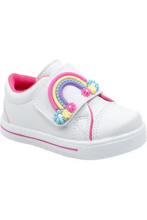 Linda Ju Infantil - Tênis Menina Linda Jú Arco-Íris Brilho Flor Colorido Moda Star Confortável 20 ao 27