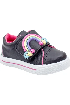 Linda Ju Infantil - Tênis Menina Linda Jú Arco-Íris Brilho Flor Colorido Moda Star Confortável 20 ao 27