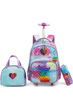 Lequeen Infantil - Kit Mochila Rodinhas + Lancheira + Estojo Escolar