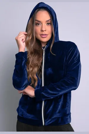 Mvb Modas Casaco Jaqueta Veludo Molhado Zíper Capuz Inverno