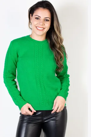 Enluaze Blusa De Malha Feminina Detalhes Em Tranças 61561 - Verde Lima