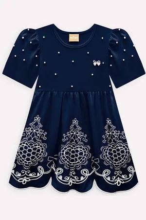 MILON Infantil - Vestido Menina Pérolas