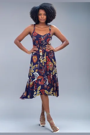 Amazonia Vital Vestido Midi Alça Fina Estampado