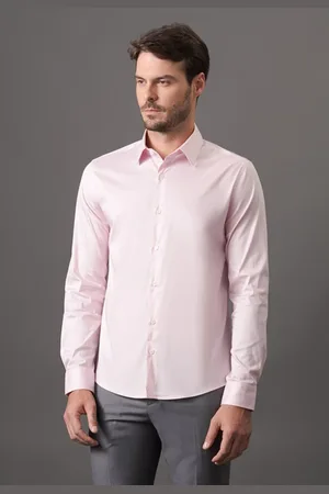 Calvin Klein Camisa Slim CK ML Basica Algodão Poliamida Claro