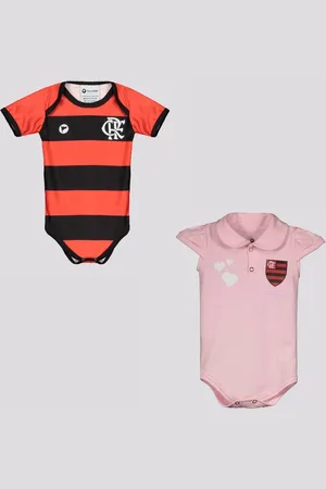 Torcida Baby Kit Flamengo Bodys Vermelho Listrado e Polo