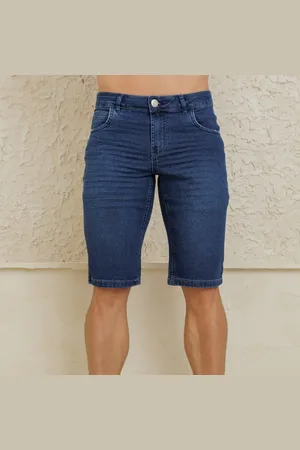 Revanche Bermuda Jeans Espelho Bordado Relevo Masculina Albócelo