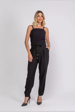 Salvatore Fashion Calça de Alfaiataria com Pregas e Amarração