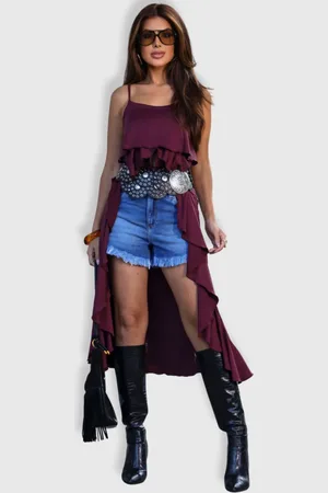 Revanche Blusa Com Babado Alcinha Boho Feminina Vertara