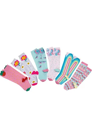 Angipé Kit de 6 meias para galochas com estampas sortidas para meninas Sortidas