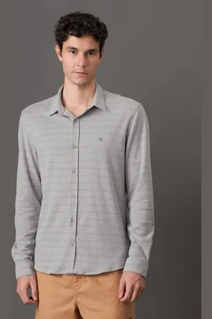 Calvin Klein Camisa Masculina Slim Piquet - Mescla
