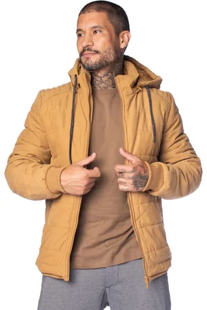 Dixie Jaqueta Masculina Puffer Capuz Removível Mostarda