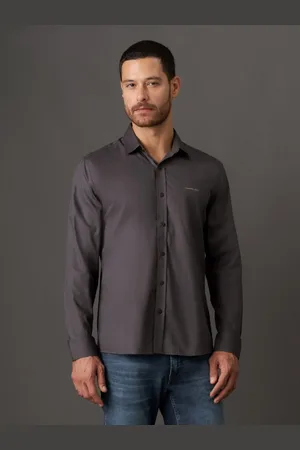 Calvin Klein Camisa Masculina Regular Lisa - Chumbo