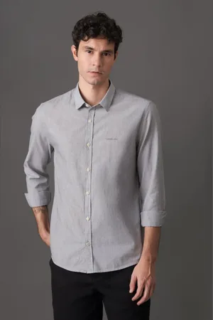 Calvin Klein Camisa Masculina Slim Listrada
