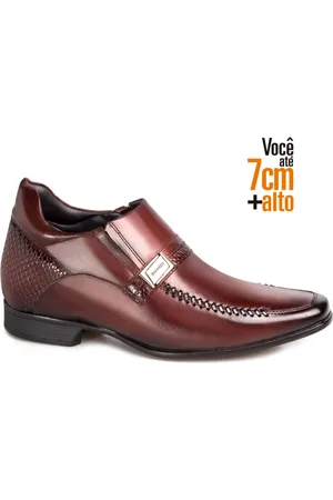 RAFARILLO Sapato Social Masculino Couro Aumenta Altura Mogno