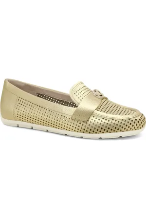 COMFORTFLEX Mocassim Feminino Couro Ouro Vazado 2561332-7
