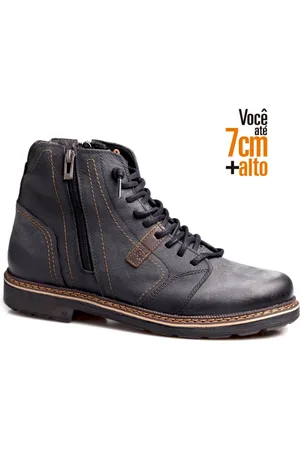 RAFARILLO Bota Coturno Masculina Couro Aumenta Altura Lisa