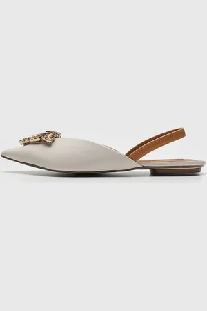 Jorge bischoff Sapatilha Slingback Pedraria Off-White