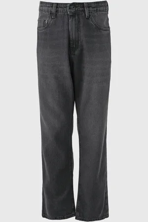 SAWARY Calça Jeans Reta Lisa Preta