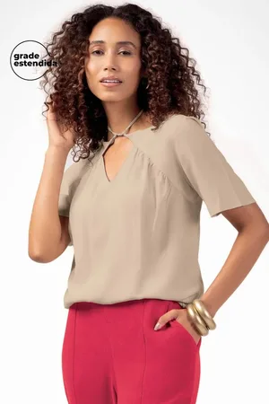 Marialicia Blusa Feminina Decote Detalhado