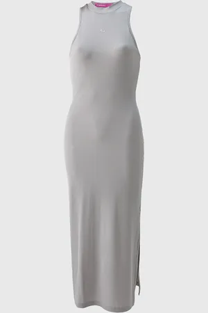 Colcci Vestido Canelado Midi Logo