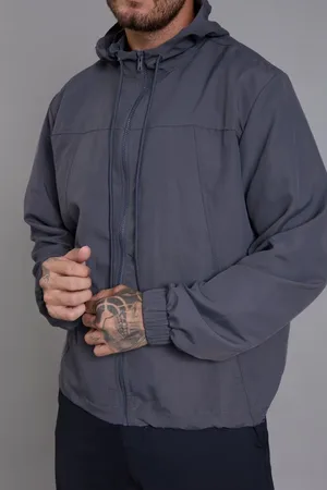 Dialogo Jeans Jaqueta Corta Vento Masculina Em Poliamida Com Capuz Dialogo Chumbo