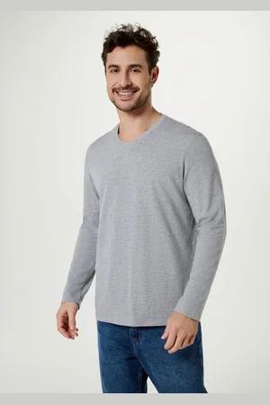 Hering Camiseta Básica Masculina Manga Longa Decote V World