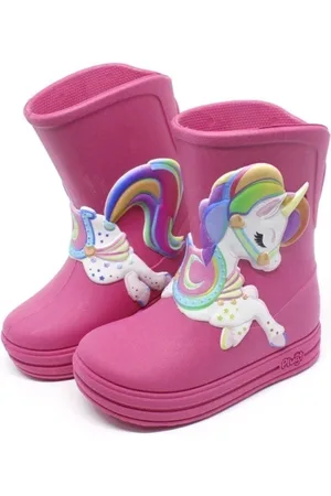 Plugt Infantil - Galocha Bota Menina Unicórnio Carrossel Pink