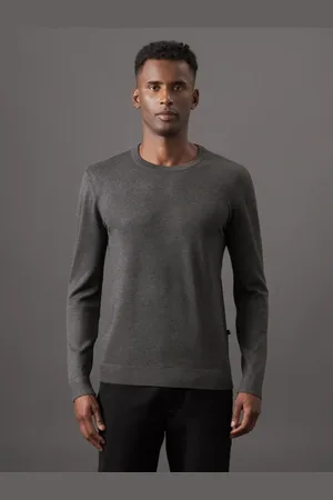 Calvin Klein Tricot Masculino Gola Careca Viscose - Chumbo