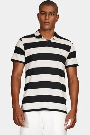 Aramis Polo Tricot Linho Decote v Off White e Preto