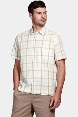 Aramis Camisa Manga Curta Regular Xadrez Natural Com Verde