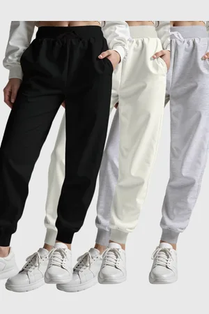 Benellys Kit 3 Calças Moletom Femininas Básicas Lisas Preto Cinza Off-White
