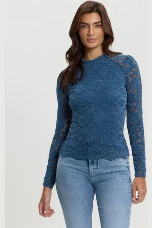 Guess Blusa Ml Renda Chenille Escuro