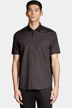 Aramis Camisa Manga Curta Regular Preto Com Caramelo