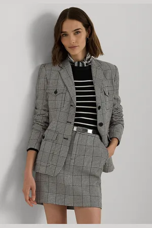 Ralph Lauren Blazer Alfaiataria Tweed Xadrez Off-White