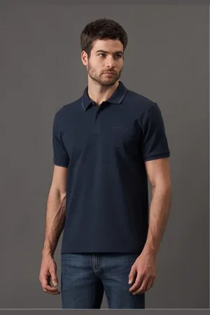 Calvin Klein Polo Mc CK Regular Basica com Friso Marinho
